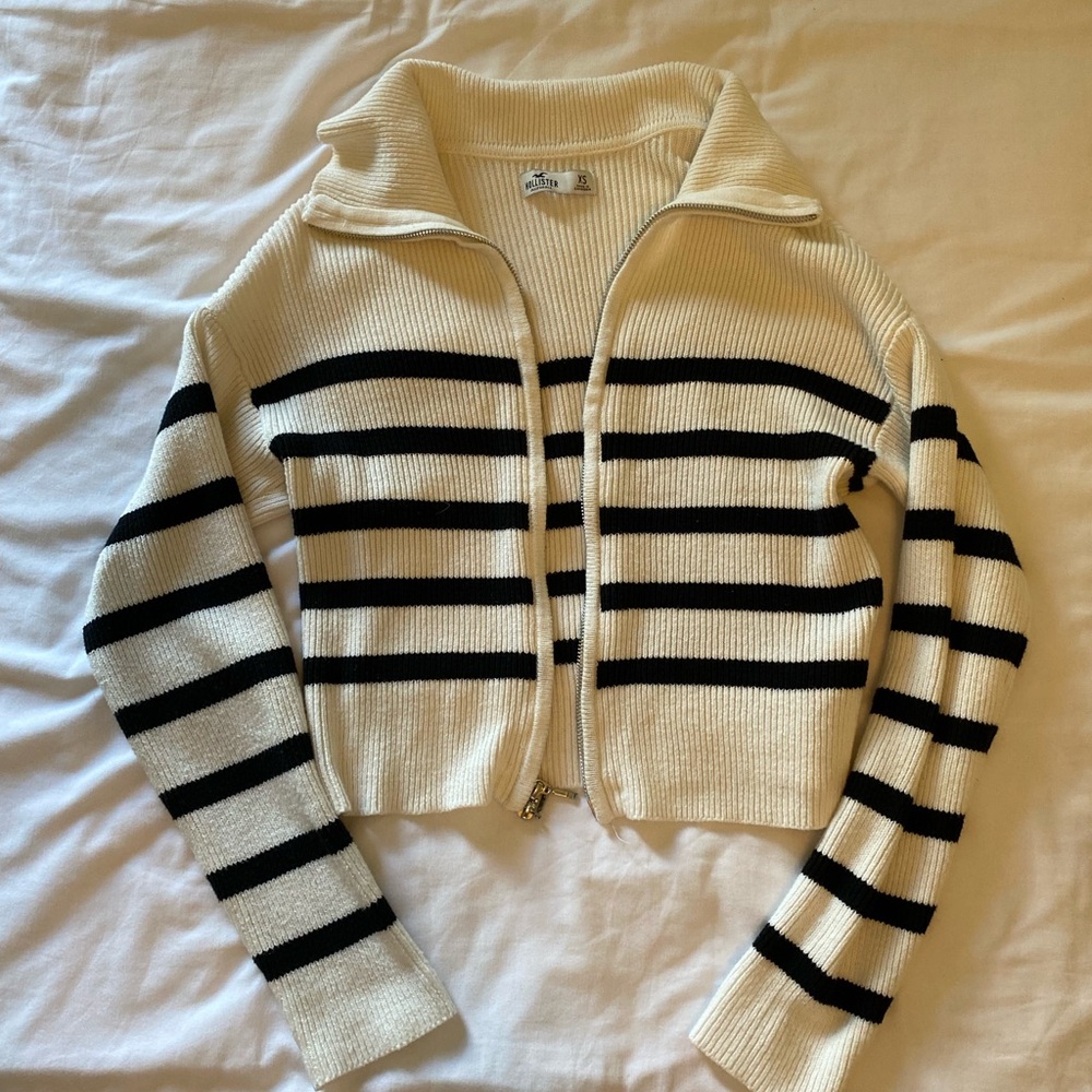 Striped Black and Cream Sweater